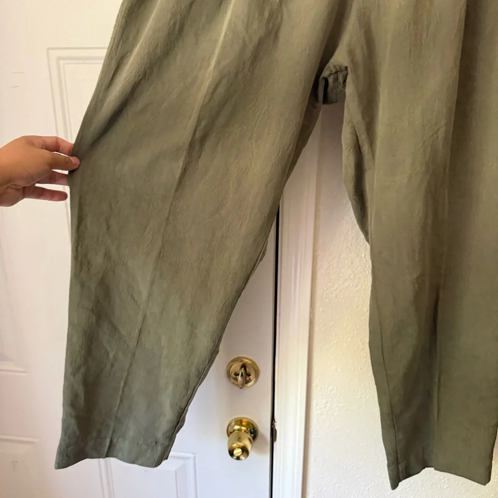 DRIFTER LOS ANGELES Olive green cotton tapered wide‎ leg pull on cropped pants